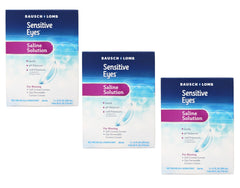 Bausch + Lomb Sensitive Eyes Plus saline bottle for easy lens rinsing after cleaning