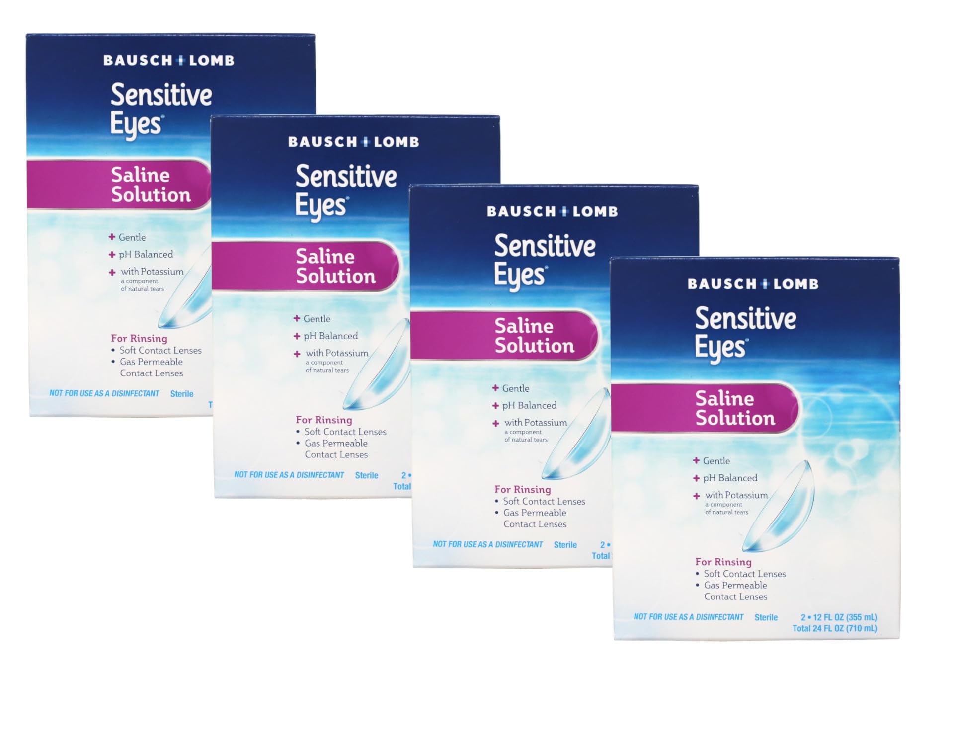 Bausch + Lomb Sensitive Eyes saline bottle ready for daily rinse after cleaning
