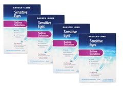 Bausch + Lomb Sensitive Eyes saline bottle ready for daily rinse after cleaning