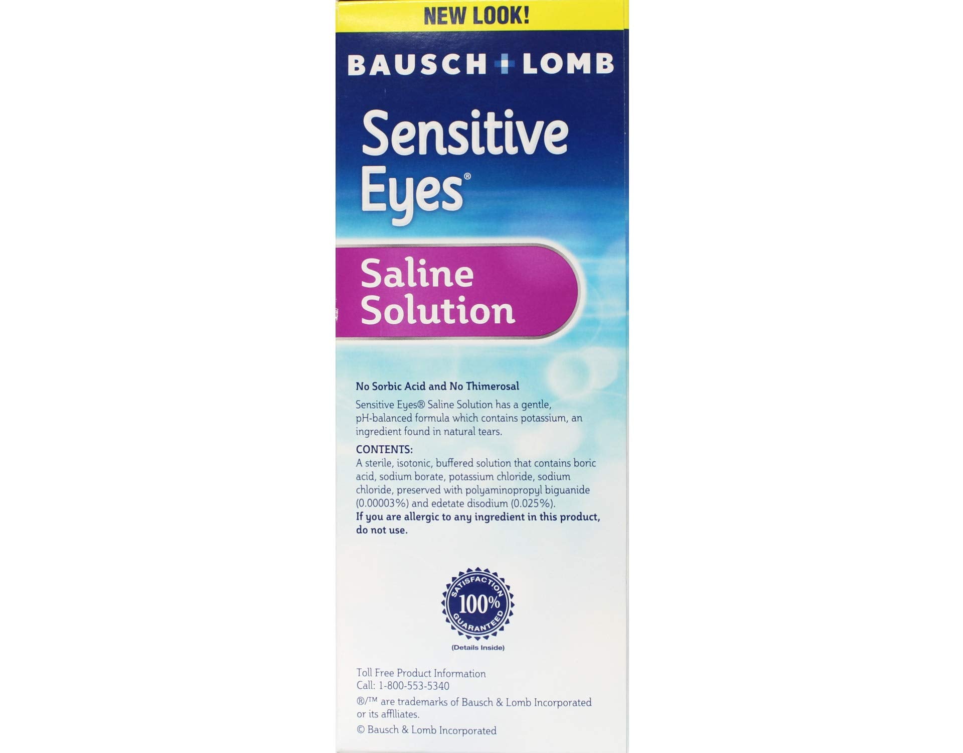 Cap close-up of Bausch + Lomb Sensitive Eyes bottle showing sterile packaging