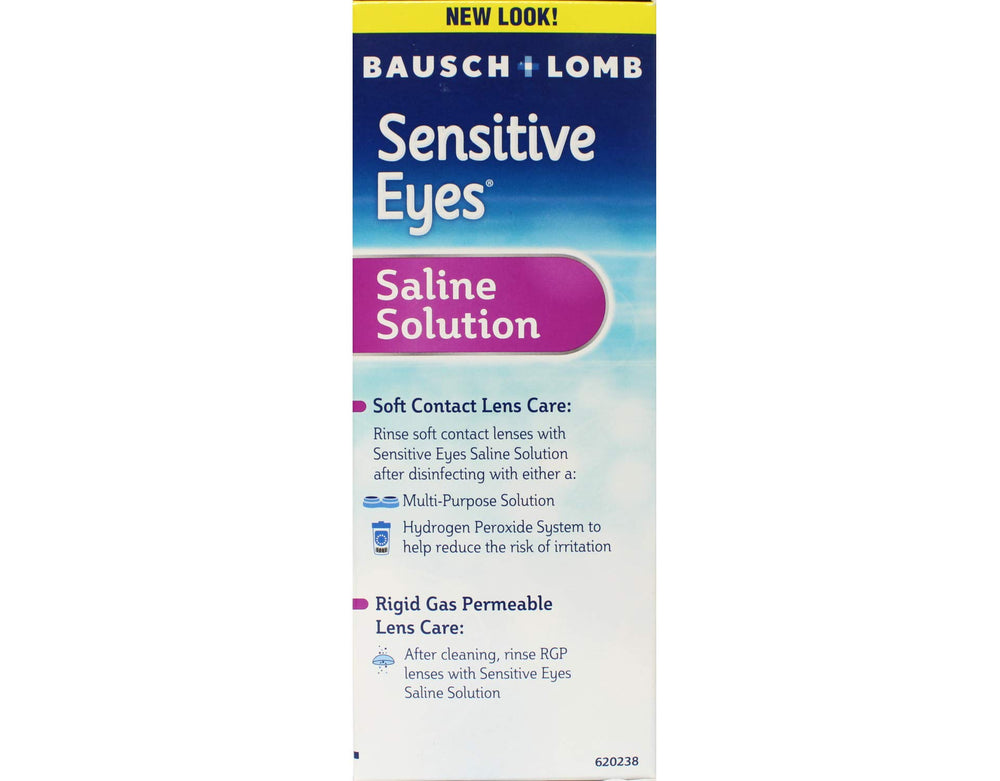 Pack of six Bausch + Lomb Sensitive Eyes saline bottles for convenient lens care
