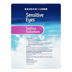 Bausch + Lomb Sensitive Eyes saline being poured for lens pre-insertion rinse