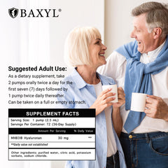 BAXYL bottle side label emphasizing hydration benefits.