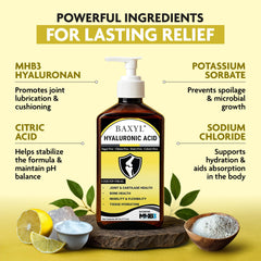 BAXYL bottle-label-closeup highlighting vegan formula and natural hyaluronic acid for joints