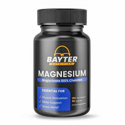 Bayter Nutrition magnesium bisglycinate bottle promotes restful sleep and relaxation