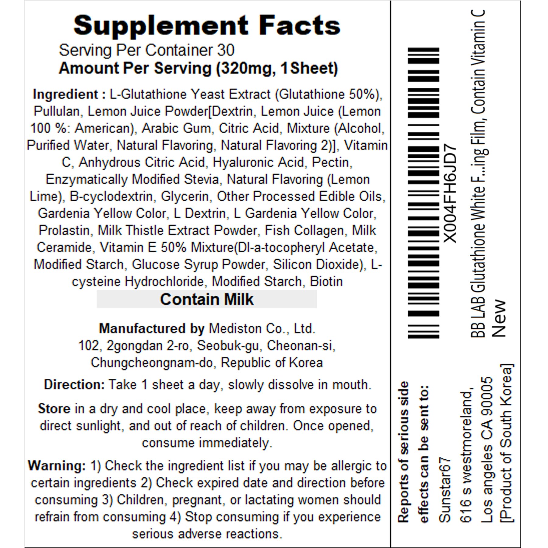 BB LAB Glutathione White Film on-the-go use supports daily skincare routines.