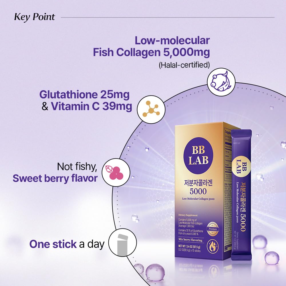 BB LAB Low Molecular Collagen 5000 mix berry powder ready for effortless daily routine.