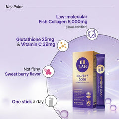 BB LAB Low Molecular Collagen 5000 mix berry powder ready for effortless daily routine.