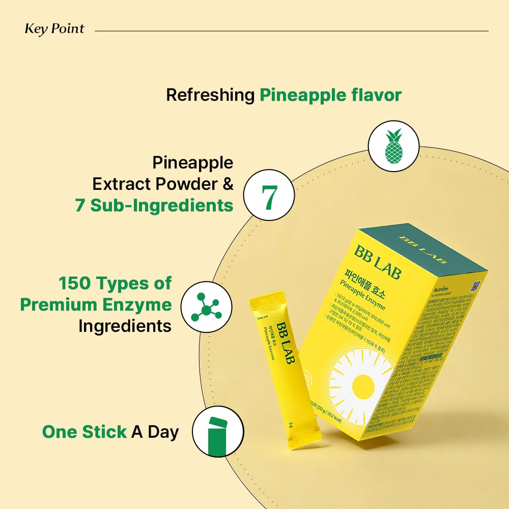 BB LAB Pineapple Enzyme Supplement close-up of a sachet ready to pour
