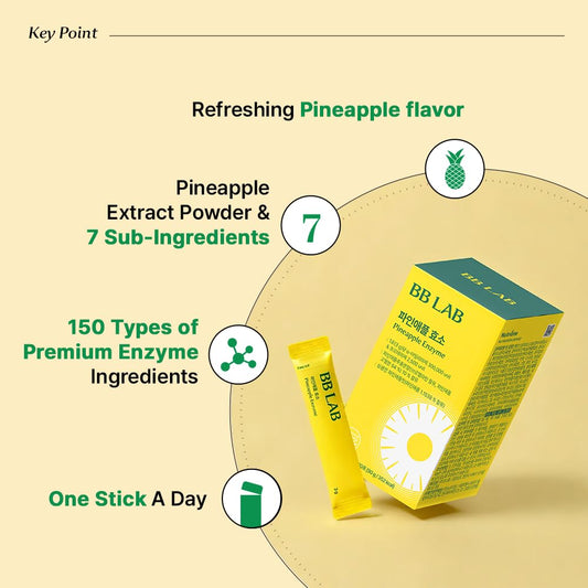BB LAB Pineapple Enzyme Supplement close-up of a sachet ready to pour