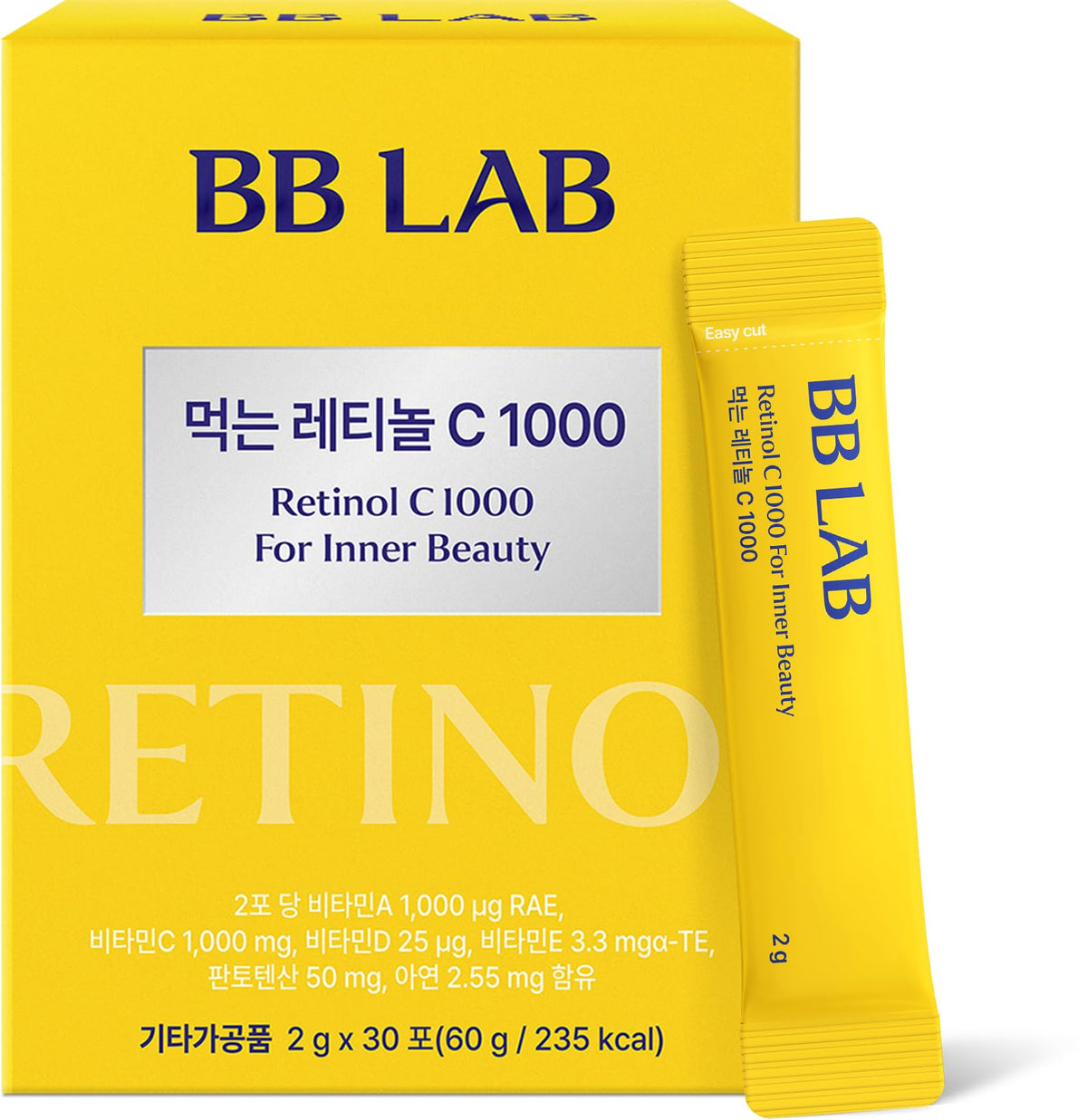 BB LAB Retinol C 1000 bottle pour demonstrates easy-dose application for radiant skin.