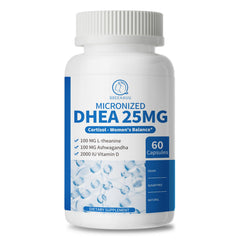 BBEEAAUU DHEA 25mg bottle packaging for easy daily use and confidence.