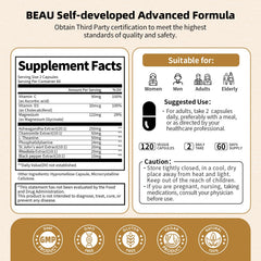 BBEEAAUU ingredients close-up featuring ashwagandha, rhodiola, magnesium for balanced mood support.