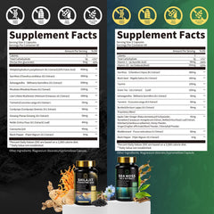 BBEEAAUU Sea moss capsules on label indicating immune and digestion support