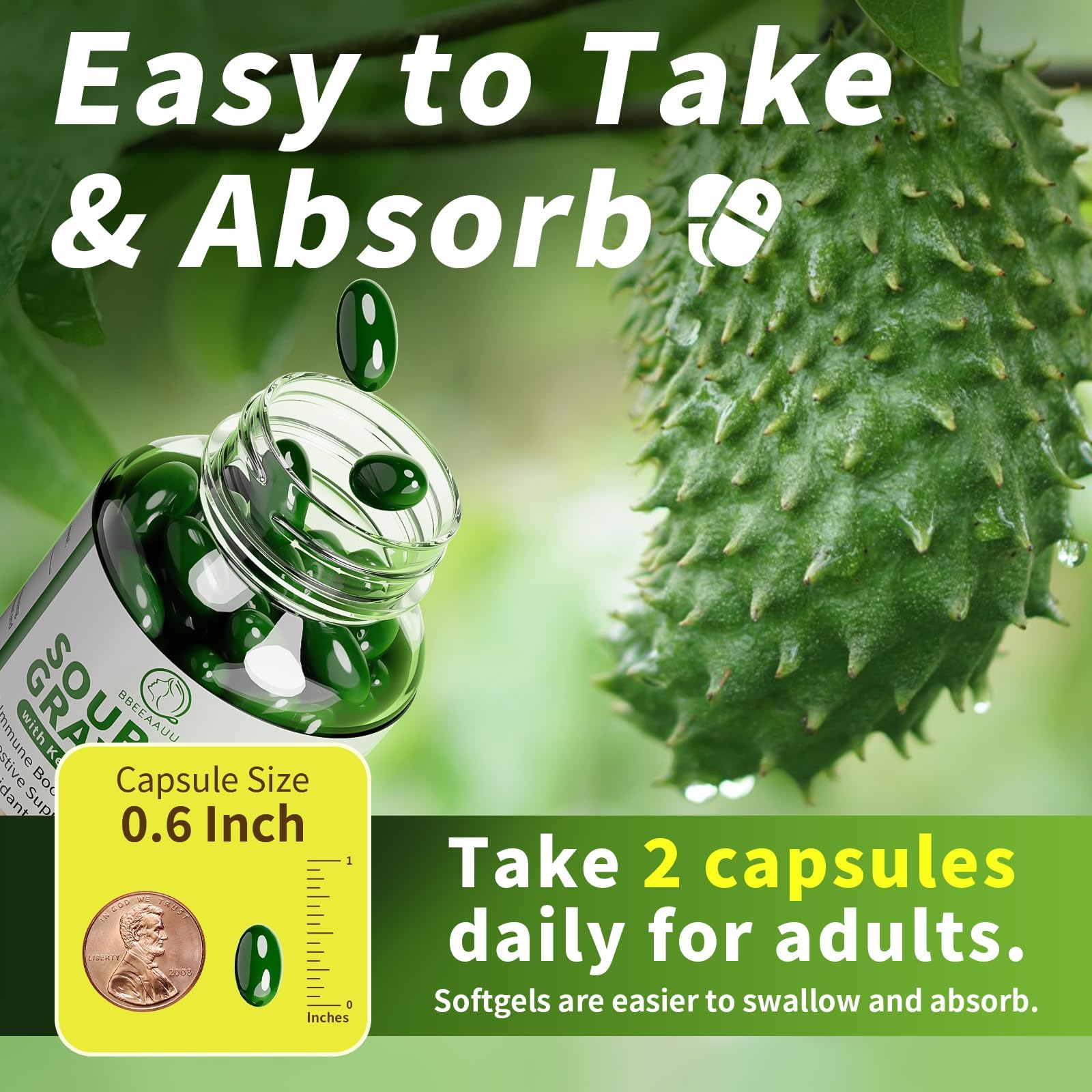 BBEEAAUU Soursop Capsules black pepper: enhances absorption and nutrient uptake.