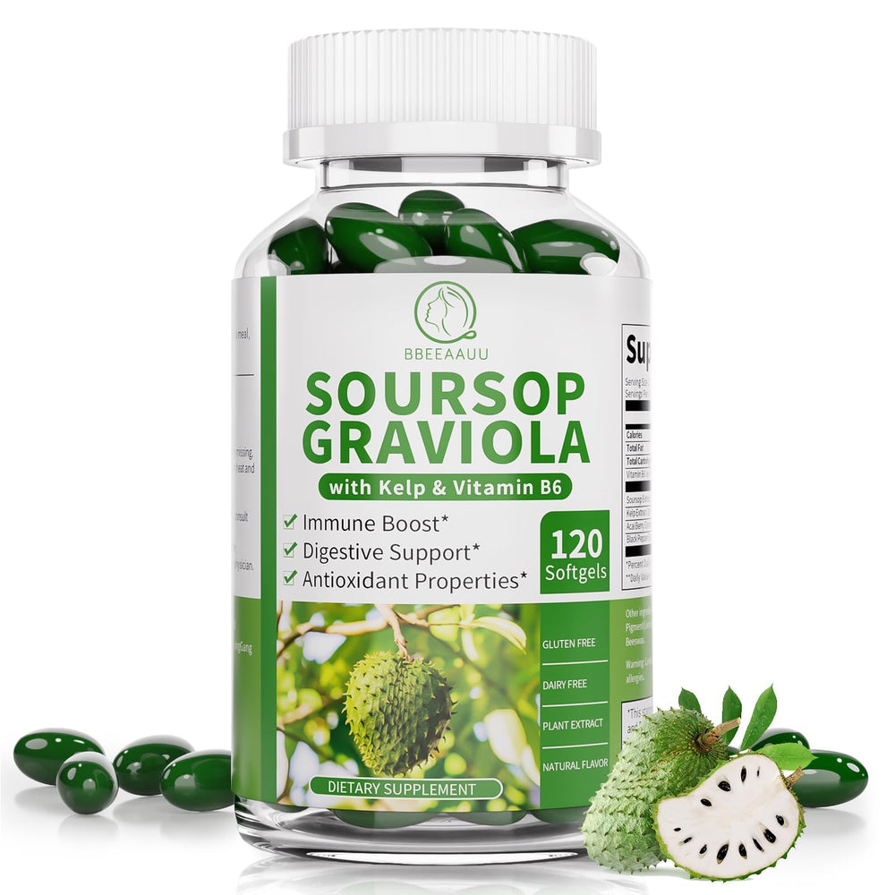 BBEEAAUU Soursop Capsules bottle for convenient daily wellness support.