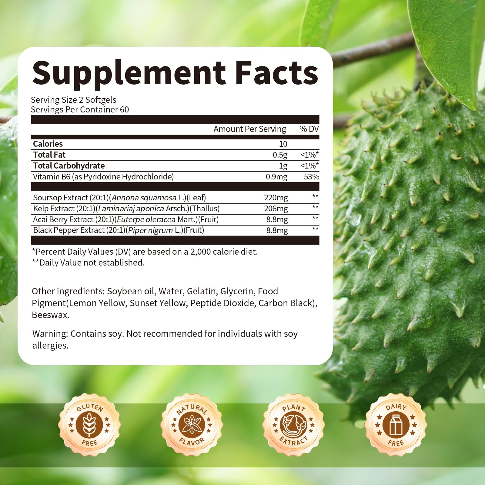 BBEEAAUU Soursop Capsules pour: easy two-per-day intake for energy.