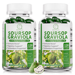 BBEEAAUU Soursop Graviola capsules bottle promotes daily energy and immune support.