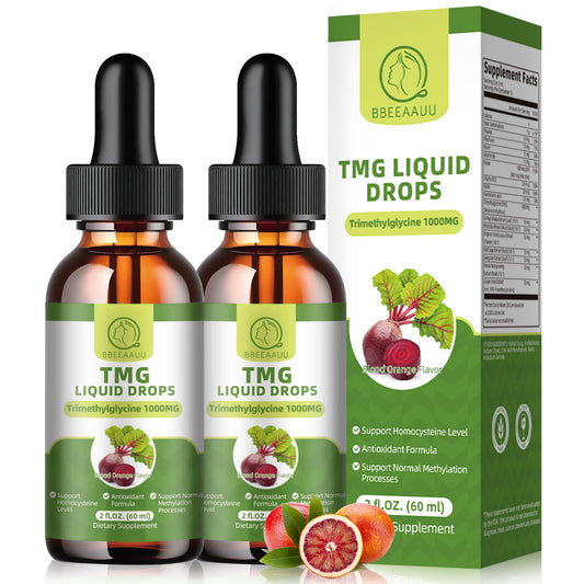 BBEEAAUU TMG blood orange liquid drops for convenient daily energy support.