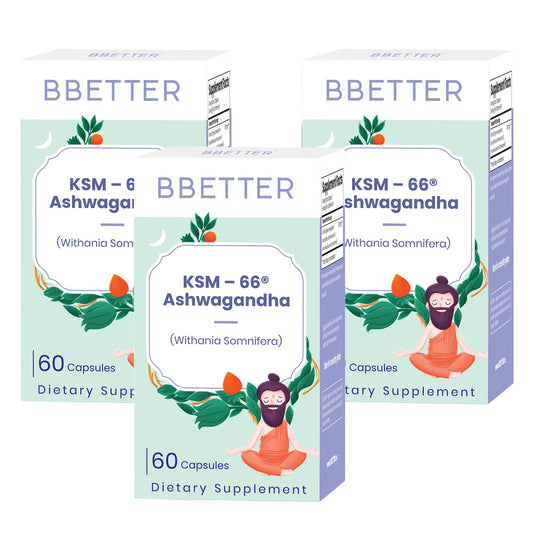 BBETTER Ashwagandha KSM66 powder supports daily focus and stress resilience.