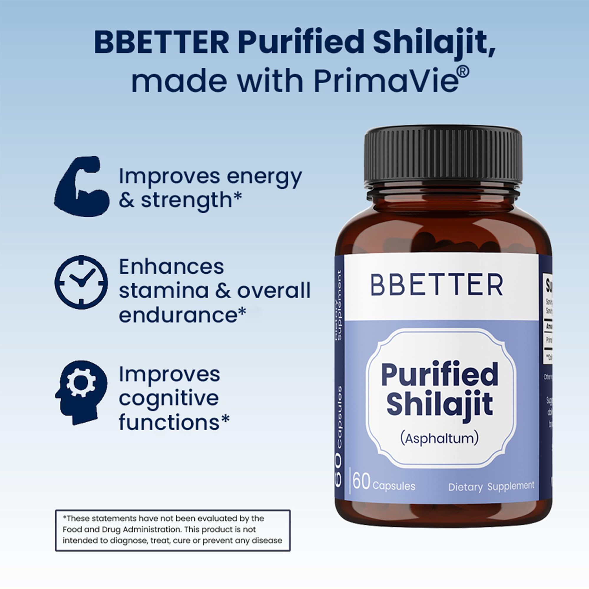 BBETTER PrimaVie Shilajit capsules on hand suggesting daily vitality.
