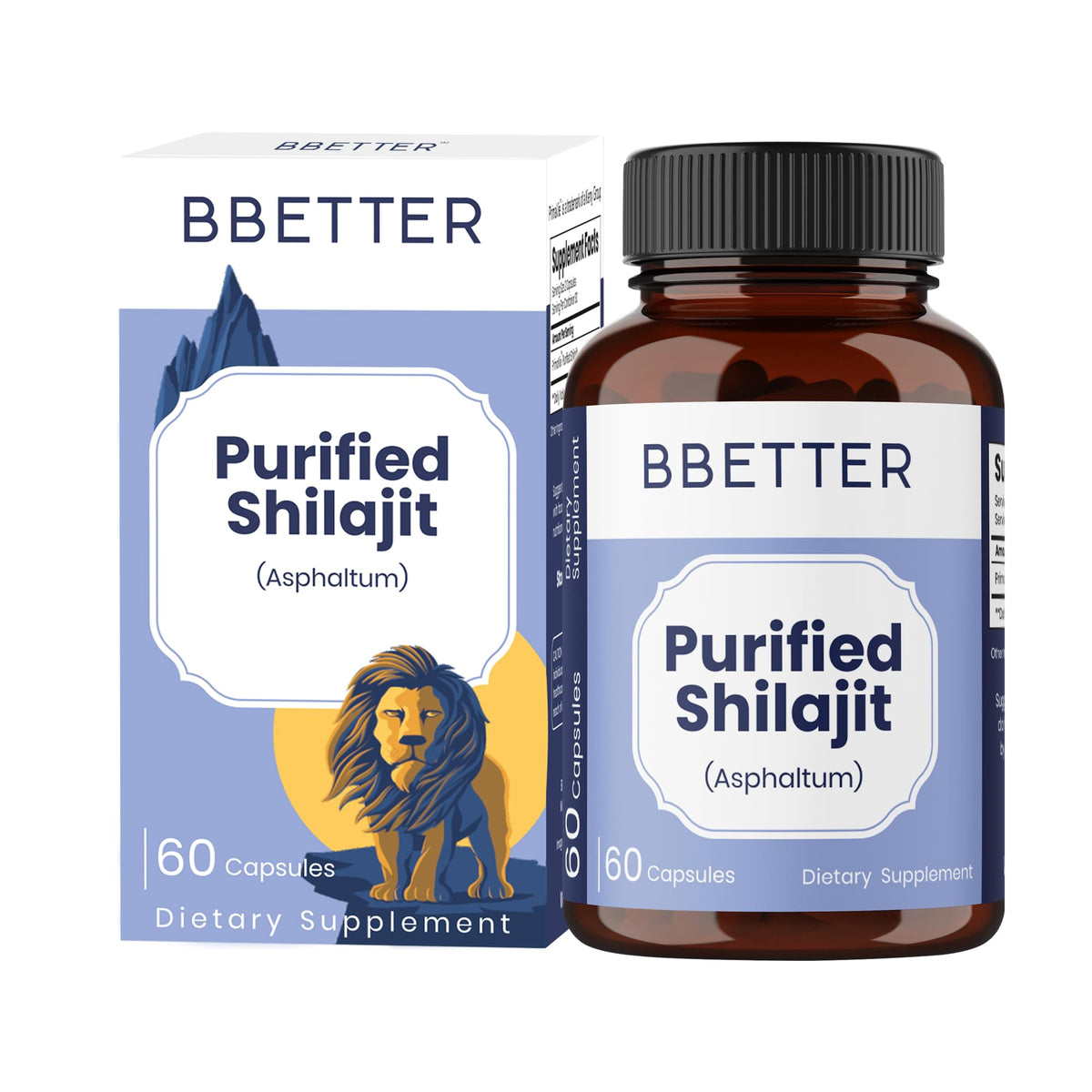 BBETTER purified Shilajit capsules packaging on display for premium wellness.