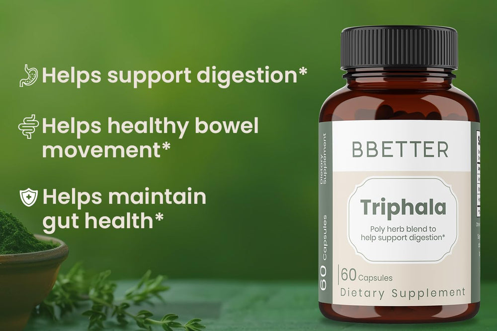 BBETTER Triphala aids regular bowel movements with natural gentle action.