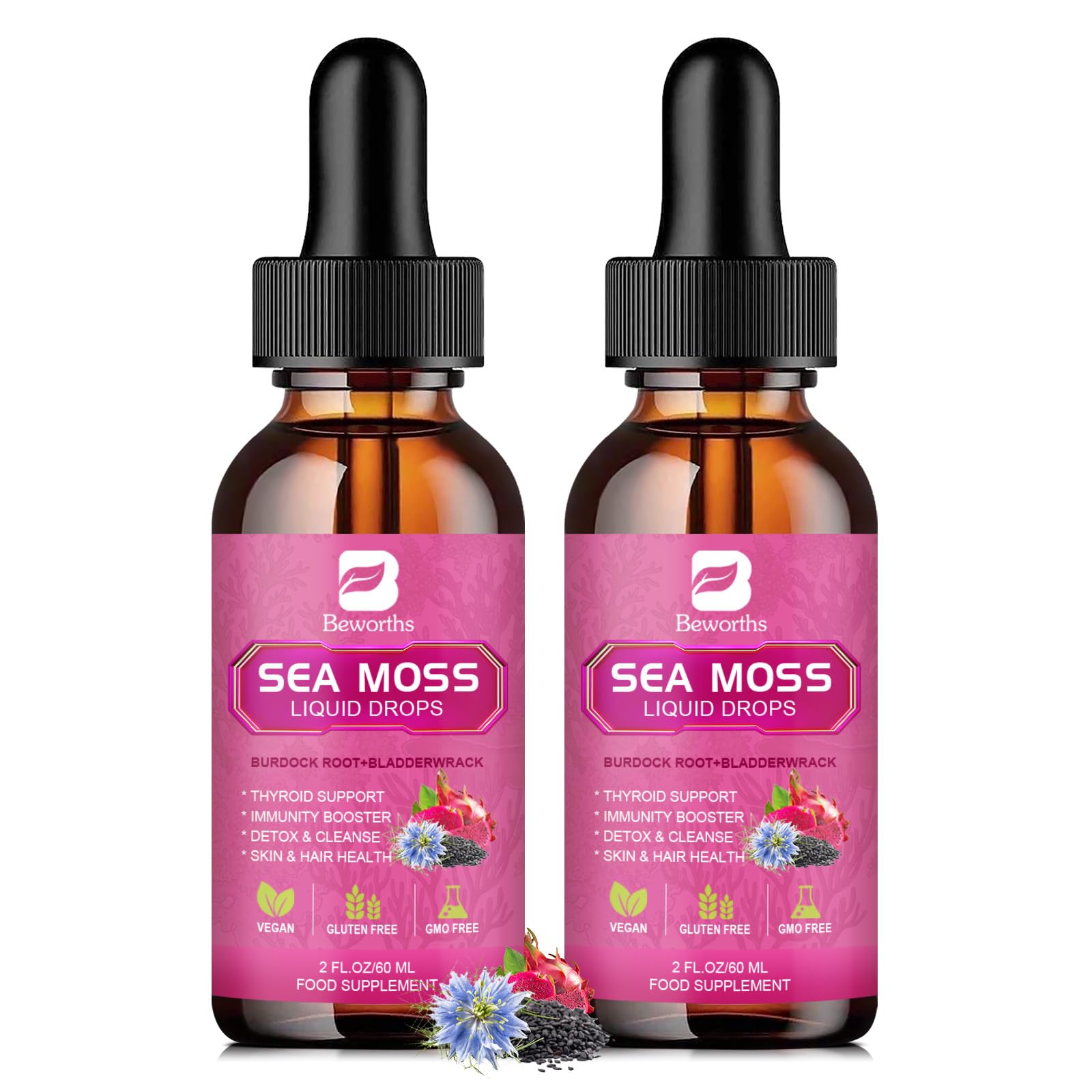 B BEWORTHS Sea Moss Liquid Drops bottle for daily energy support