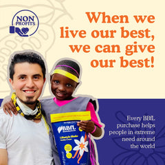BBfL gluten-free, non-GMO, soy-free label highlighting clean nutrition