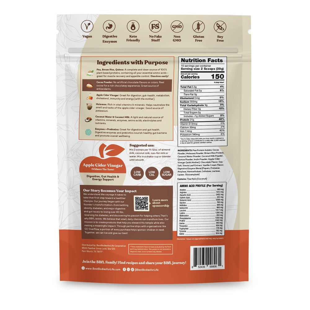 BBfL packaging shows 15 servings for cocoa-cream shake