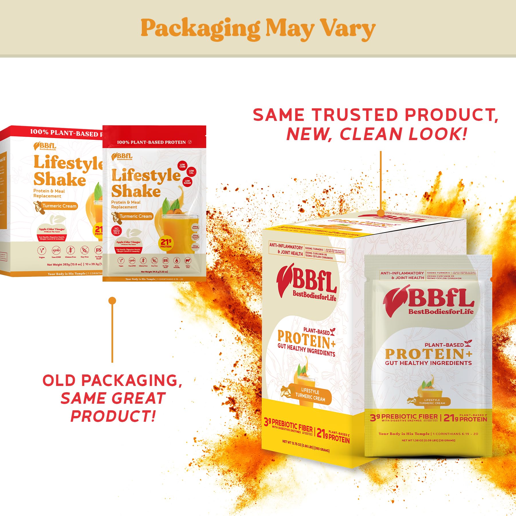 BBfL Plant-Based Protein Shake pour illustrating a smooth, creamy texture