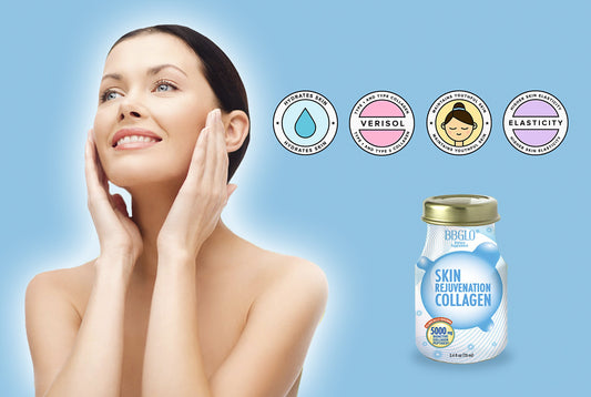 BBGLO Skin Rejuvenation Collagen Drink bottle pour highlighting easy daily consumption