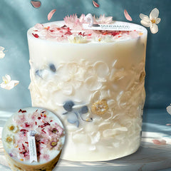 BBJohn botanical crystal candle with peach fragrance for a calming meditation ambiance.