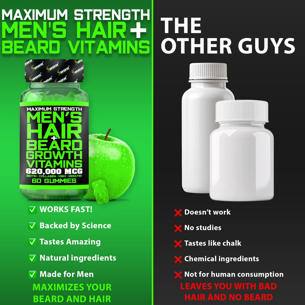 BBS Best Beard Stuff ingredients label shot emphasizes collagen, MSM and bamboo extract for growth support.