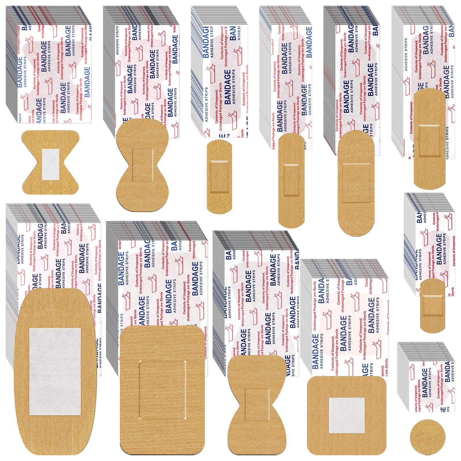 BBTO assorted styles fabric bandages pack for versatile wound care.