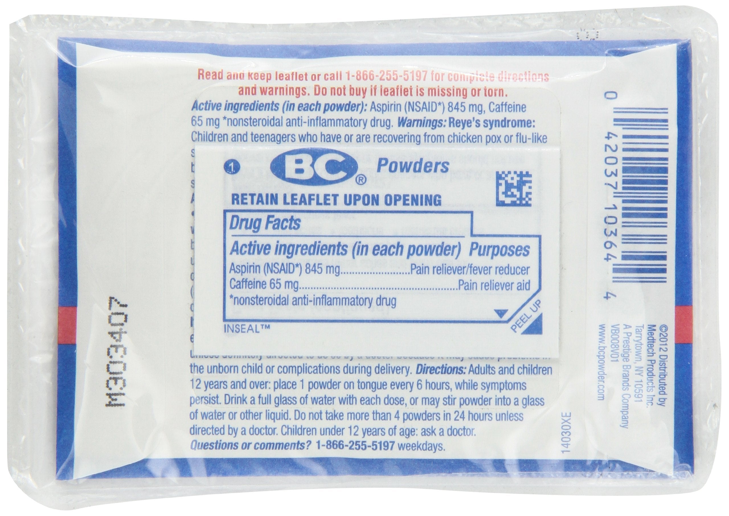 BC Aspirin sachets close-up, portable pain relief for travel and daily use