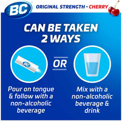 Box shows BC Powder 24-count packets in a six-pack