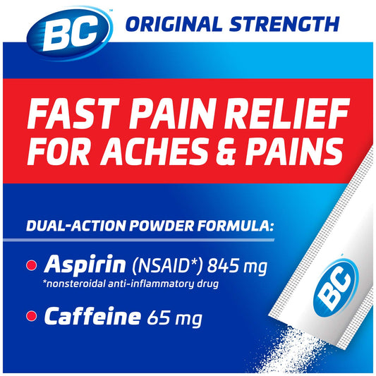 Pour BC Powder onto the tongue for quick relief on the go.