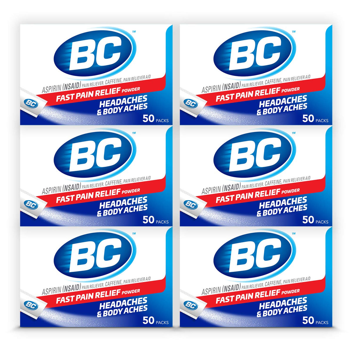 BC Powder Original Strength sticks in a pack side view for on-the-go relief.
