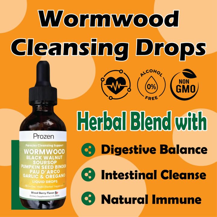 BDQBDQ Prozen Wormwood Drops label close-up underscores vegan, additive-free formula.