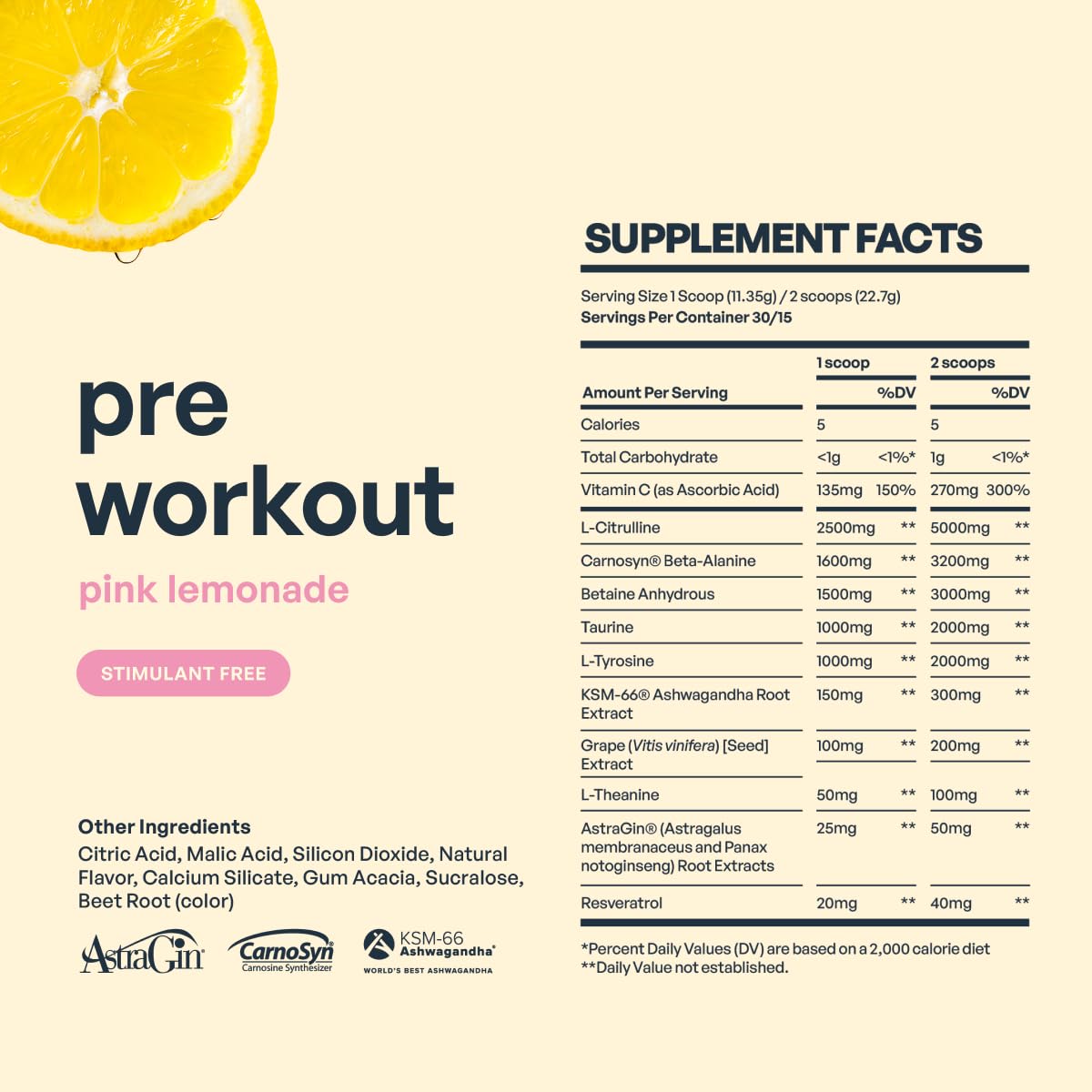 BE AMAZING Ashwagandha blend caffeine-free pre-workout powder with adaptogens