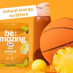 BE AMAZING pre-workout mixer glass illustrating quick, flavorful mixing.