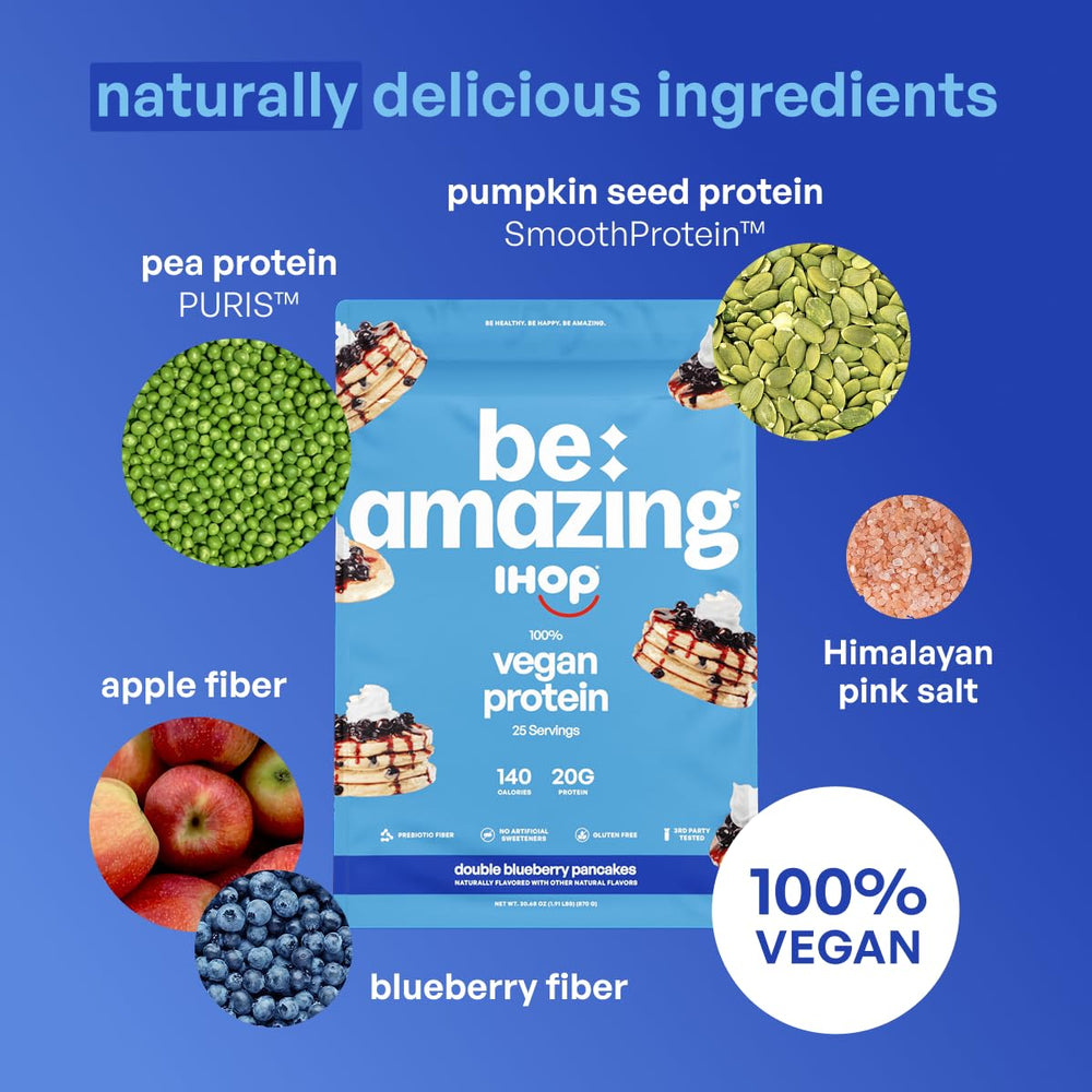 BE AMAZING prebiotic fiber fruit blend emphasizes gut-friendly fiber per serving.
