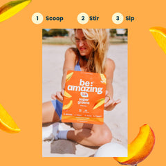 BE AMAZING Super Greens vegan and gluten-free powder, ready to blend in smoothies.
