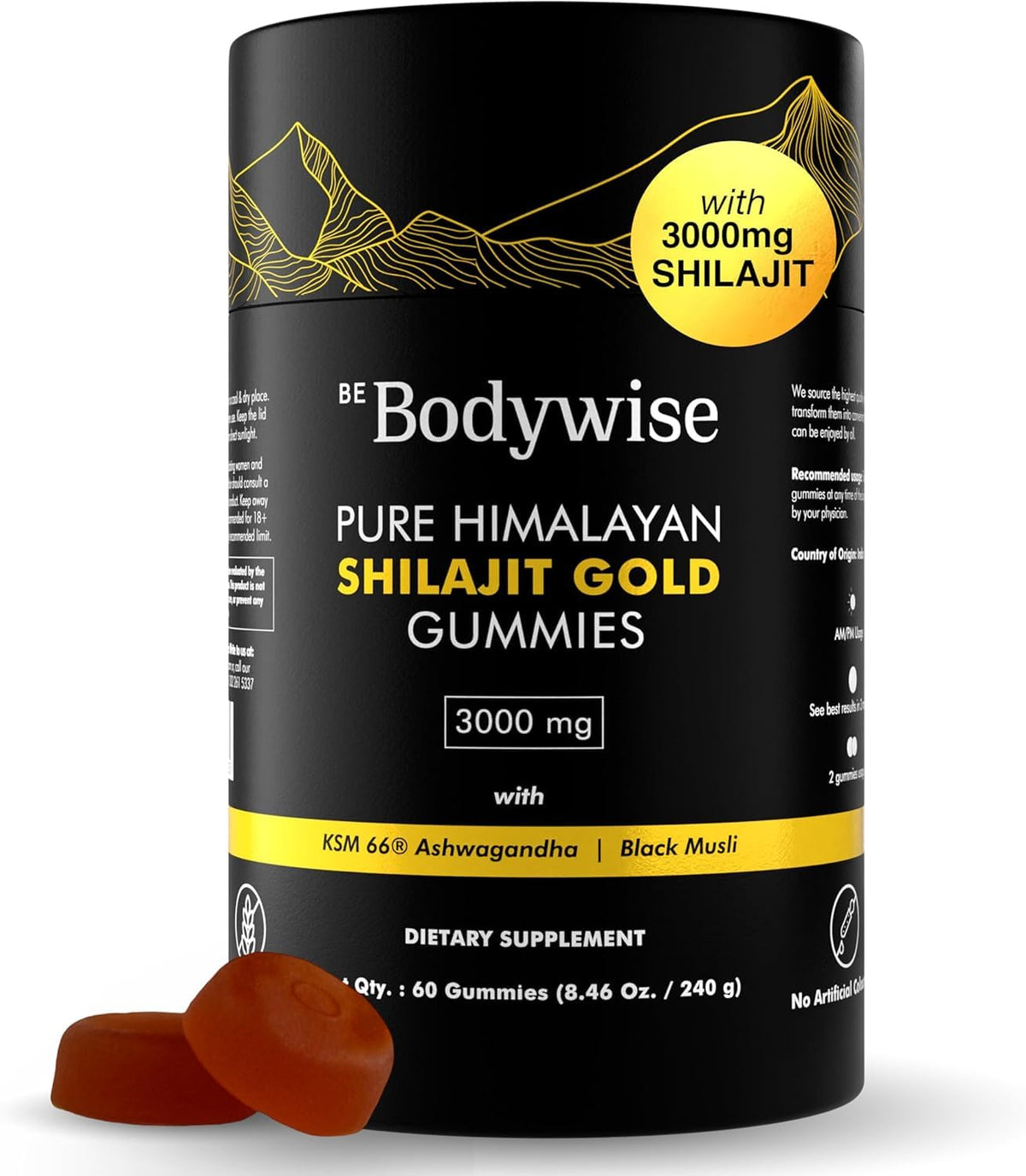 Be Bodywise Pure Himalayan Shilajit Gummies pack for daily energy support.