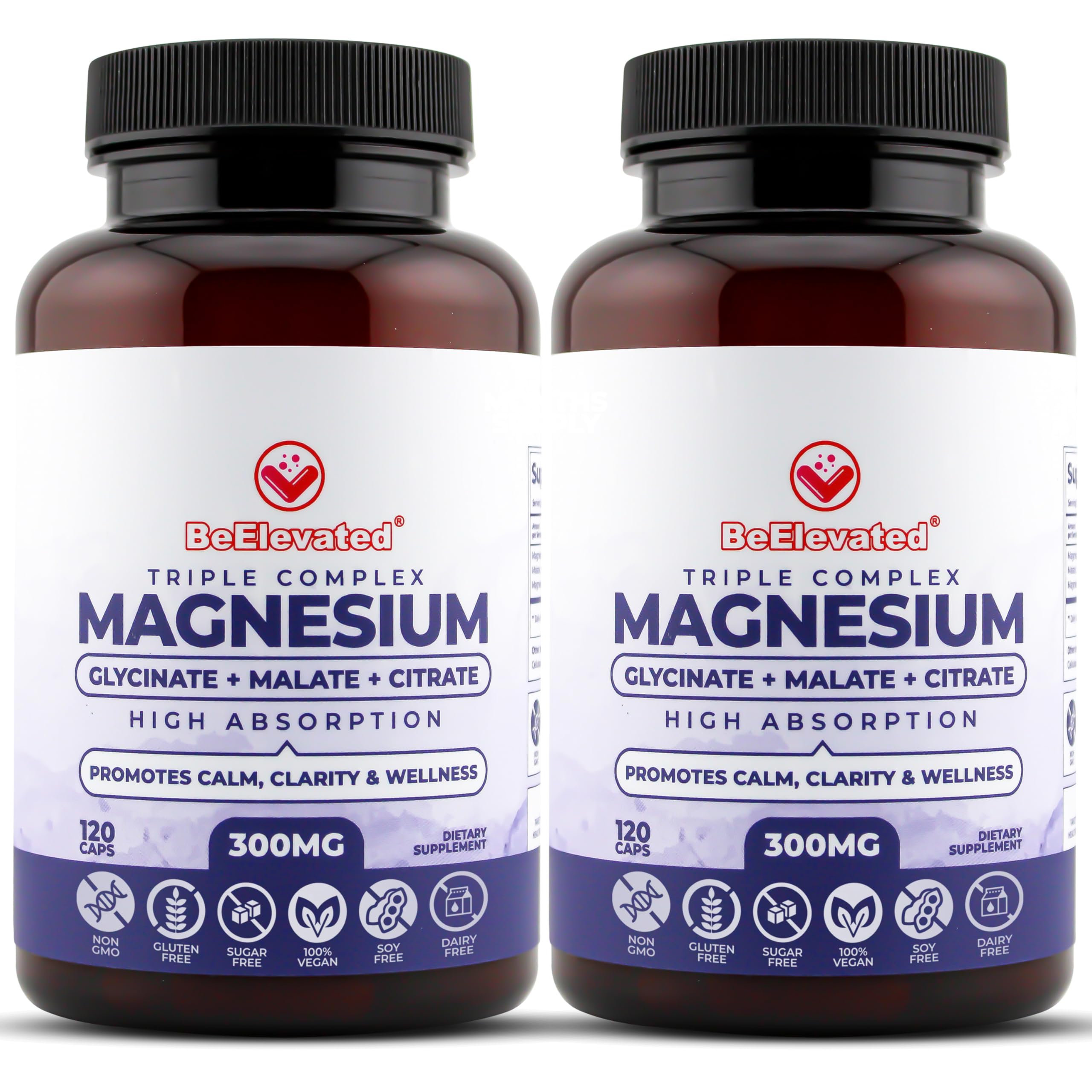 BeElevated Triple Magnesium bottle front for daily support.