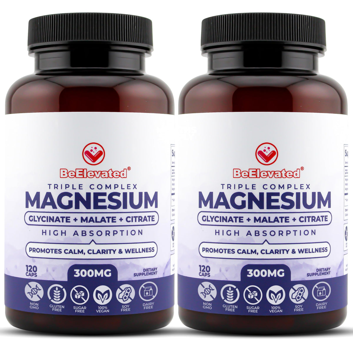 BeElevated Triple Magnesium bottle front for daily support.