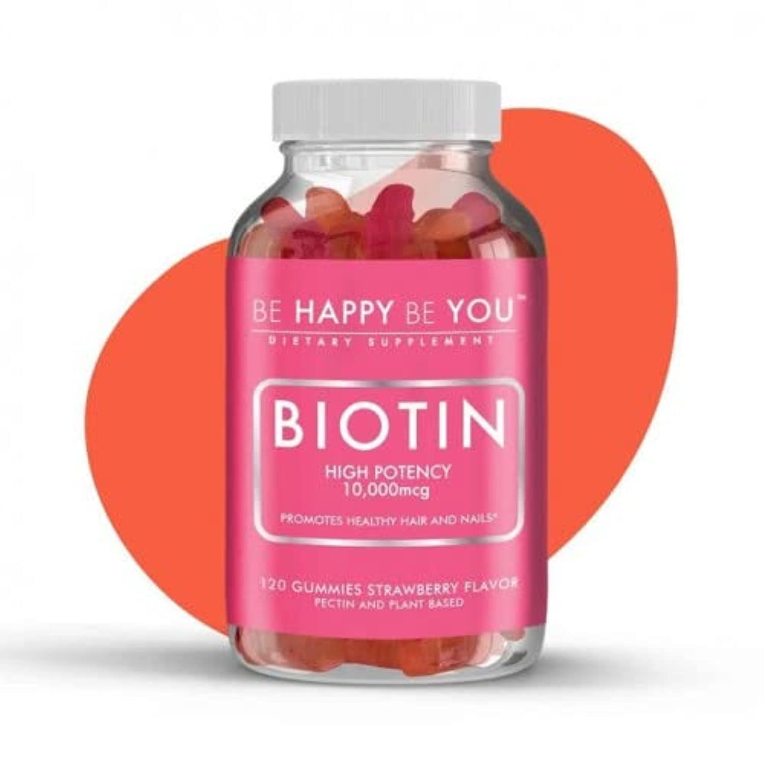 Be Happy Be You Biotin vegan gummies support healthy hair and nails.