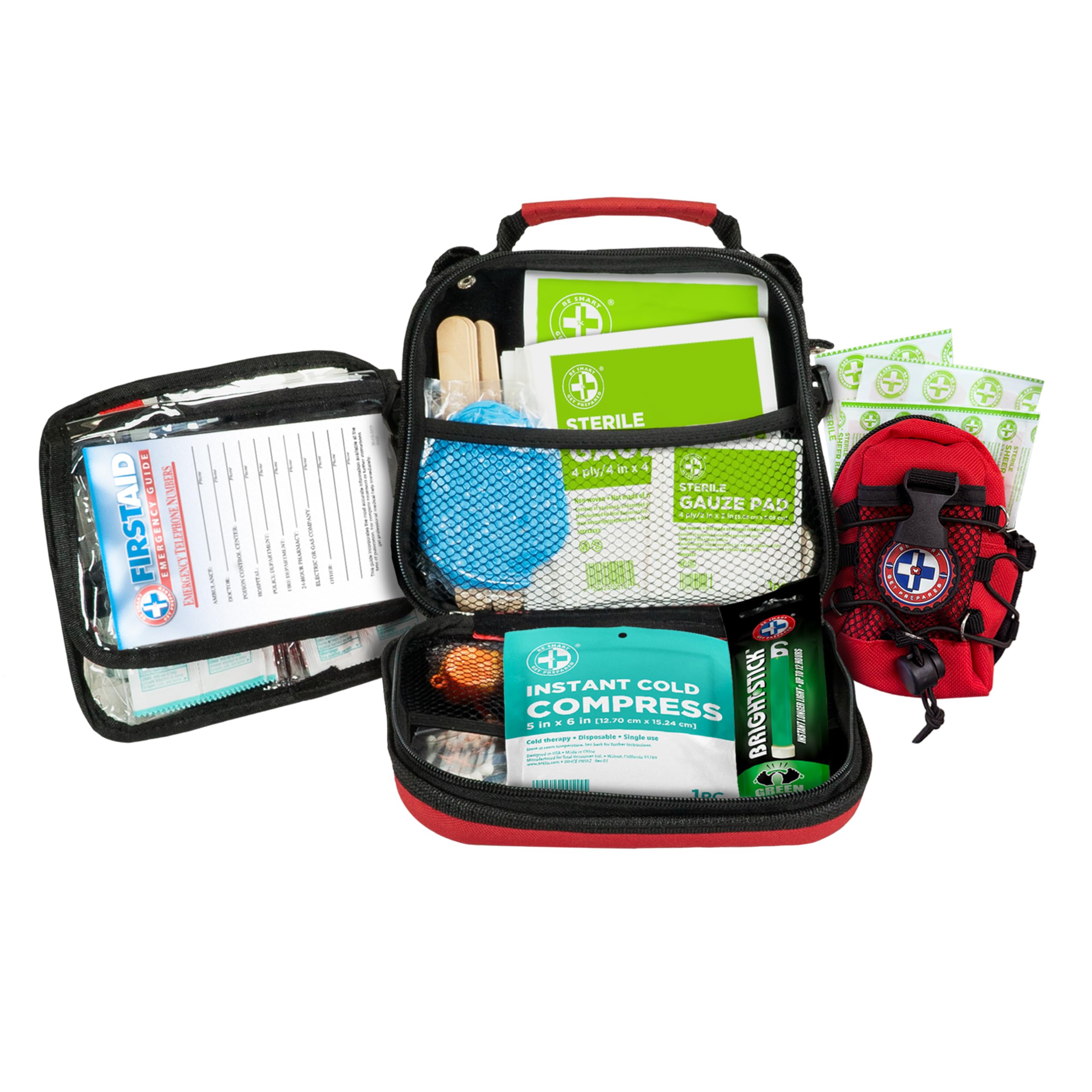 Be Smart Get Prepared case interior organization shows quick-access compartments.