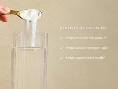 Beam Collagen powder mix in coffee cup visuals suggesting easy daily use